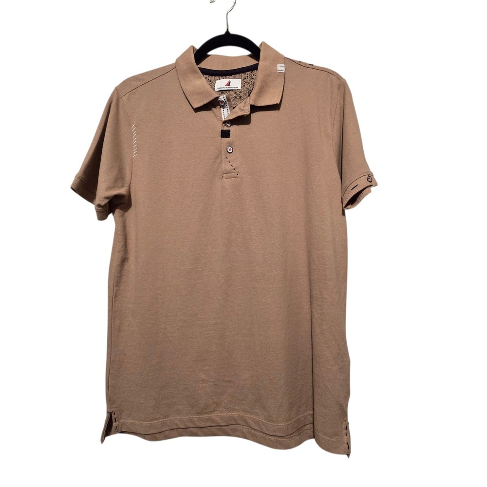 Campagnia Di Navigazioni Polo Shirt Mens SM Italy Stitched Accents Sailing Tan